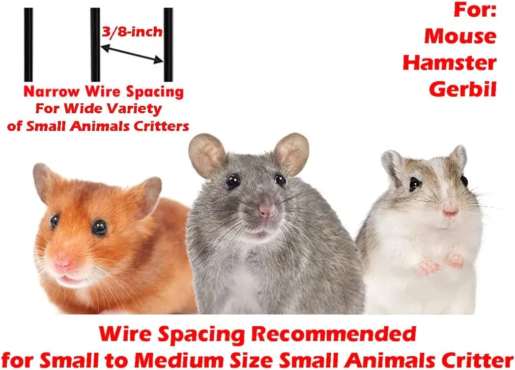 3-Story Foldable Hamster Rat Mice Mouse Guinea Pig Degu Animal Home Carrier Cage with Easy Bedding 3-Inch Deep Washable Base