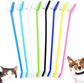 8Pcs Dog Toothbrush, 8 Color Dual Head Dog Tooth Brush, 9 Inch PP Cat Toothbrush with Nylon Hair, Washable Reusable Replacement Puppy