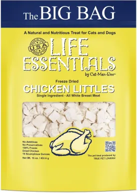 All Natural Freeze Dried Chicken/Chicken Littles Pet Treats for Dogs & Cats - No Fillers, Preservatives, or Additives - A No Grain Tasty Treat -1 Lb Big Bag - Made in USA