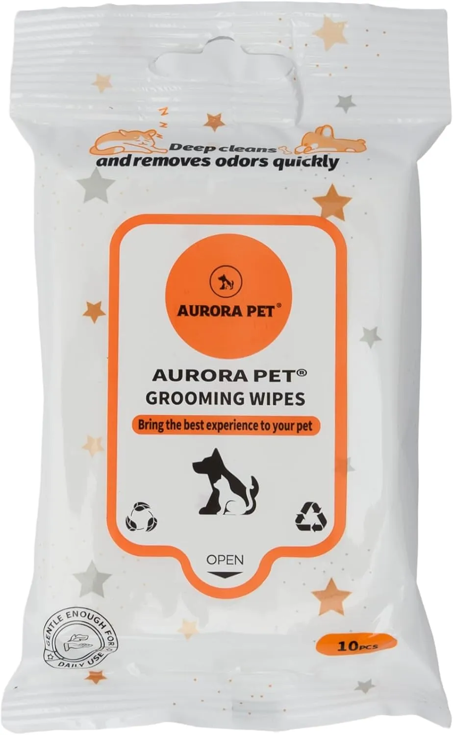Aurora Pet Wipes  100% Natural, Plant-Based Hypoallergenic Grooming Wipes for Dogs & Cats (60-Count Travel Pack)