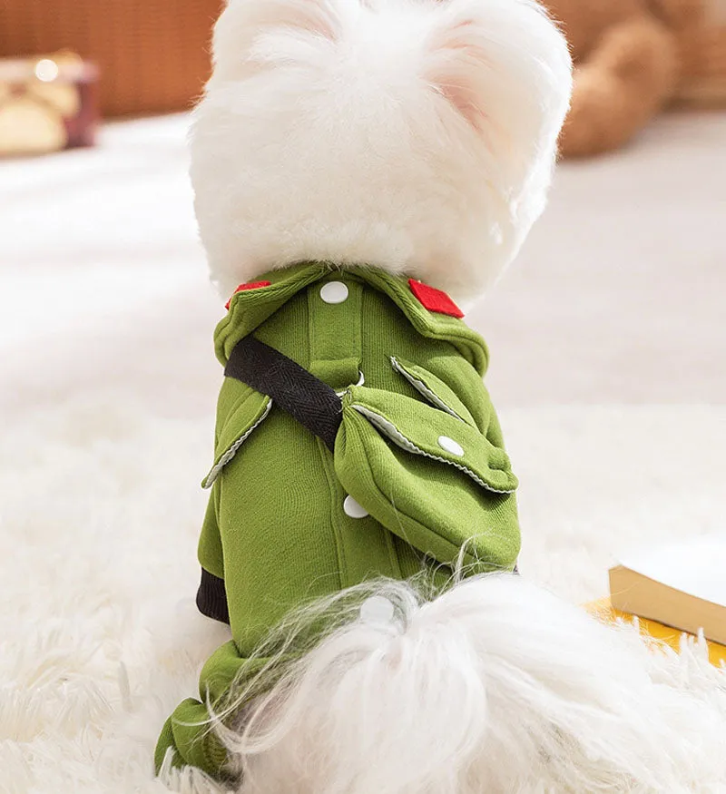 Autumn and winter dog college style cool uniform traction four-legged student uniform sweater cat shoulder bag pet dog clothes