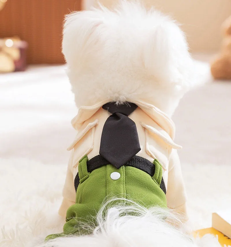 Autumn and winter dog college style cool uniform traction four-legged student uniform sweater cat shoulder bag pet dog clothes