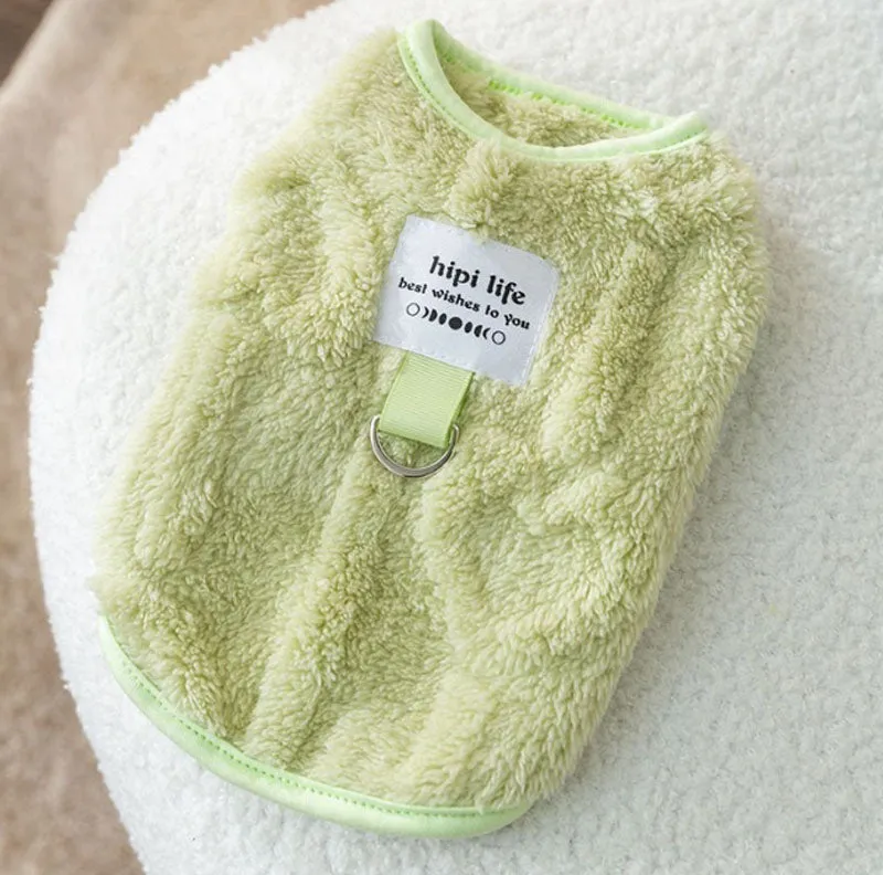 Autumn and winter dog traction vest, cat biped cotton coat pet clothes