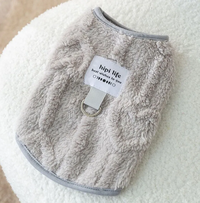 Autumn and winter dog traction vest, cat biped cotton coat pet clothes