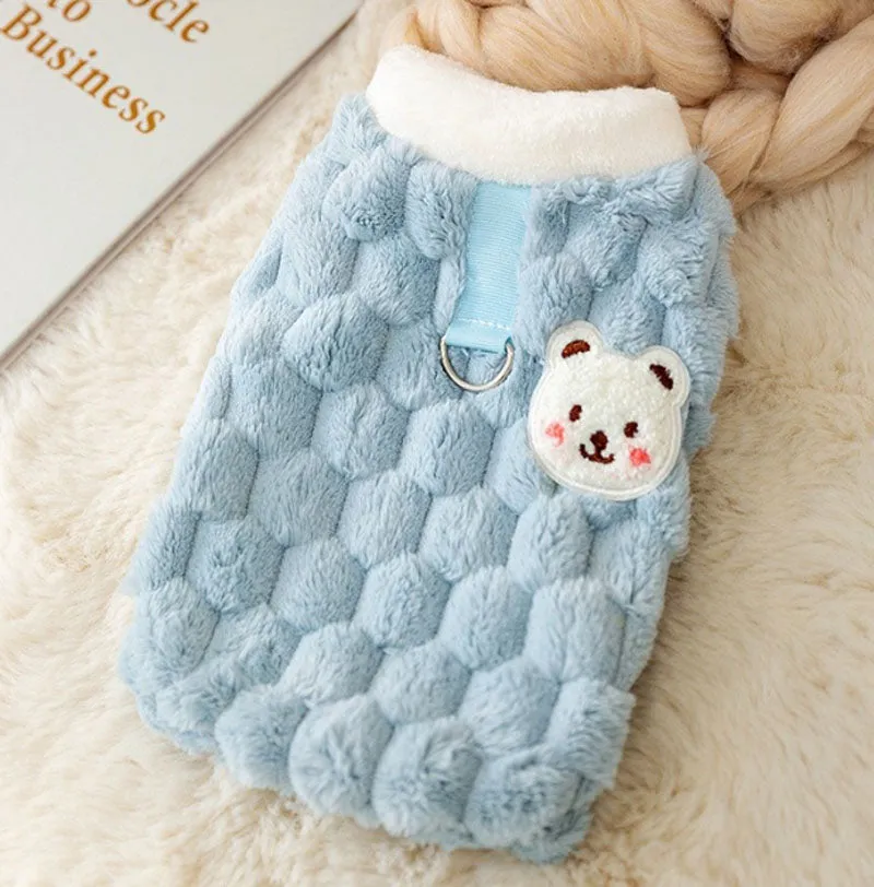Autumn and winter dog traction vest, cat biped cotton coat pet clothes