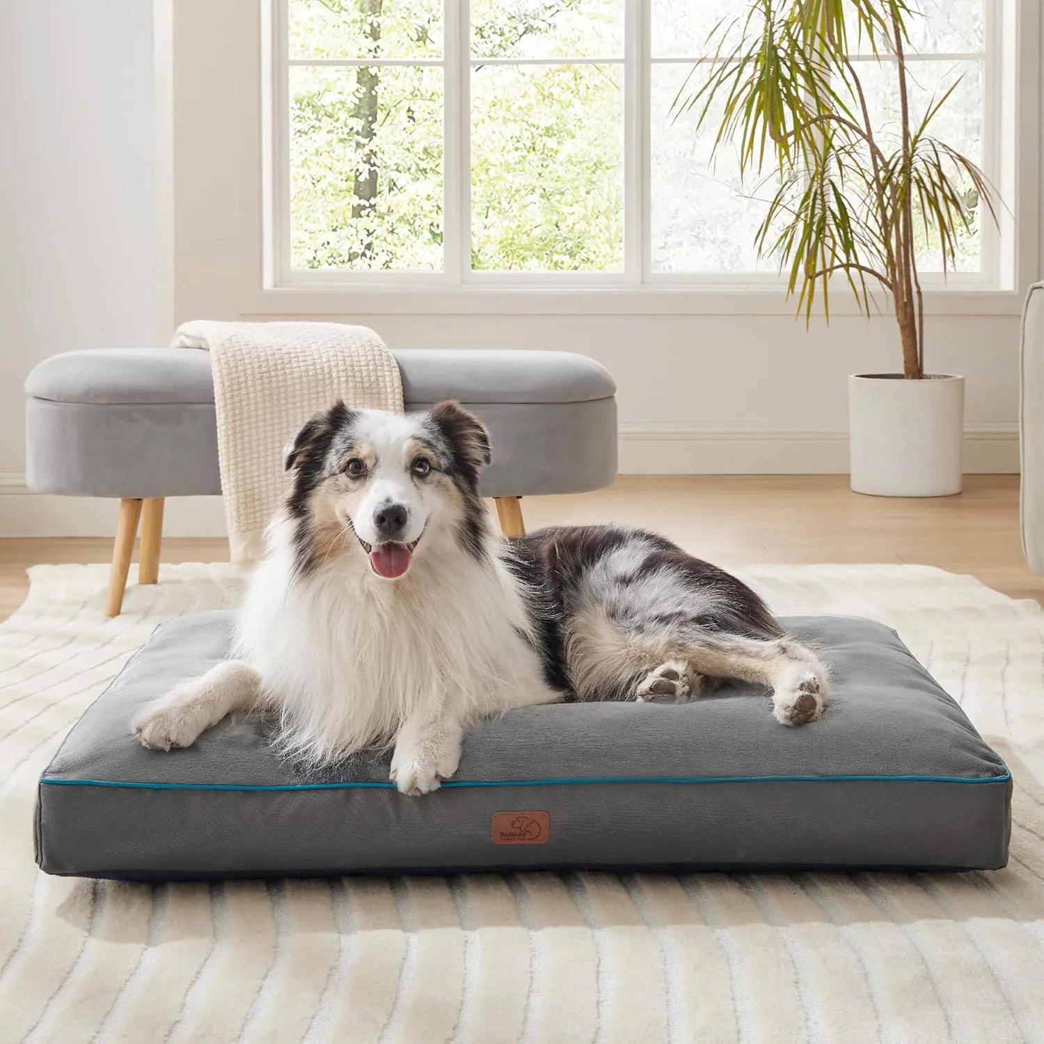 Bedsure XL Washable Dog Crate Bed - 4 Inch Thicken Up to 90lbs Waterproof Pet Mat Pillows with Removable Washable Cover, Grey