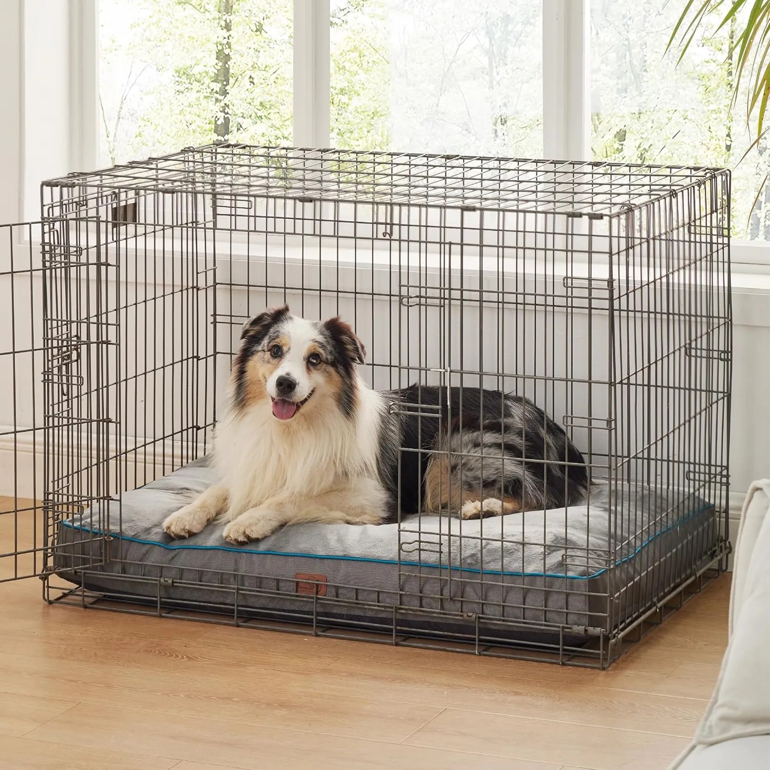 Bedsure XL Washable Dog Crate Bed - 4 Inch Thicken Up to 90lbs Waterproof Pet Mat Pillows with Removable Washable Cover, Grey