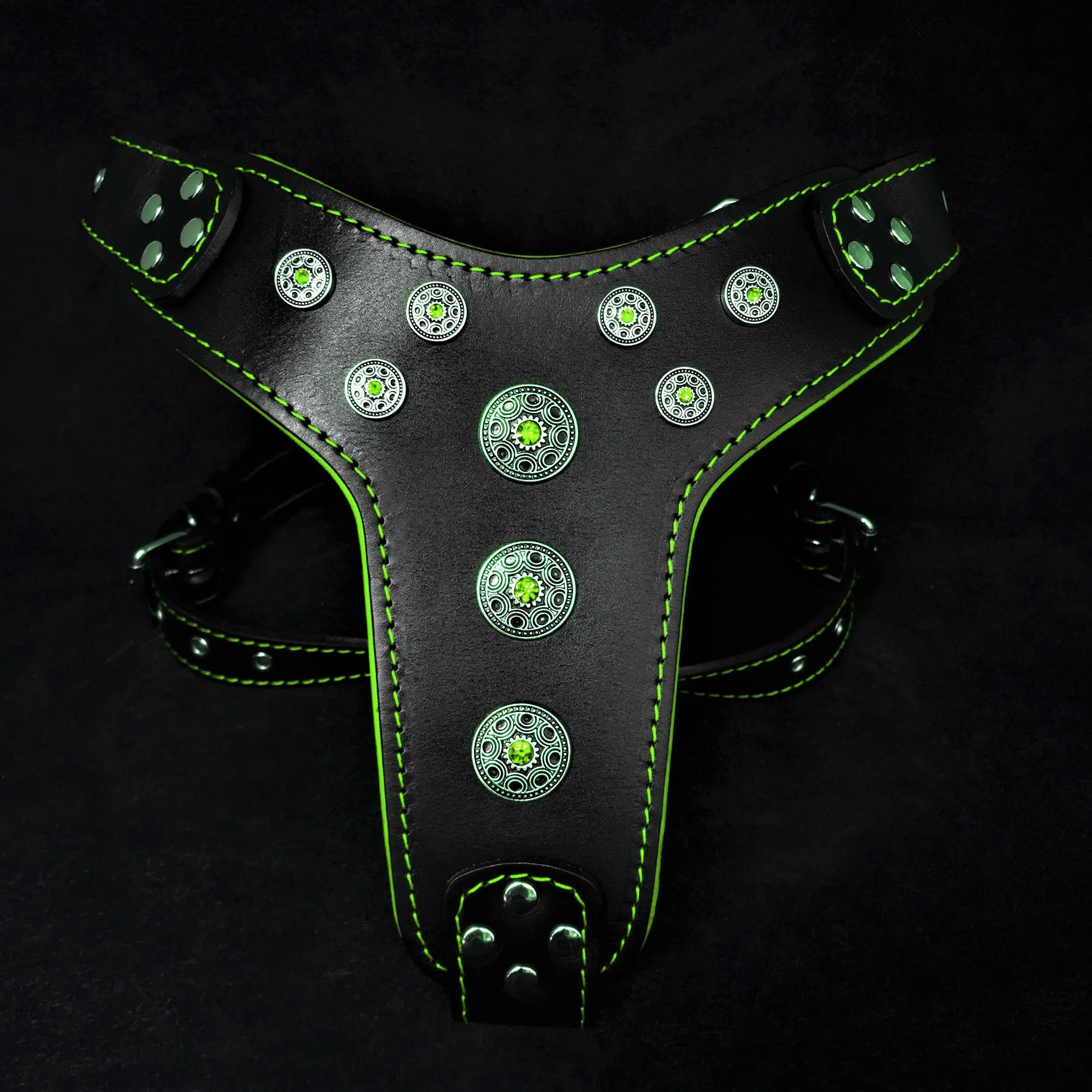 ''Bijou'' harness Black & Green for big dogs