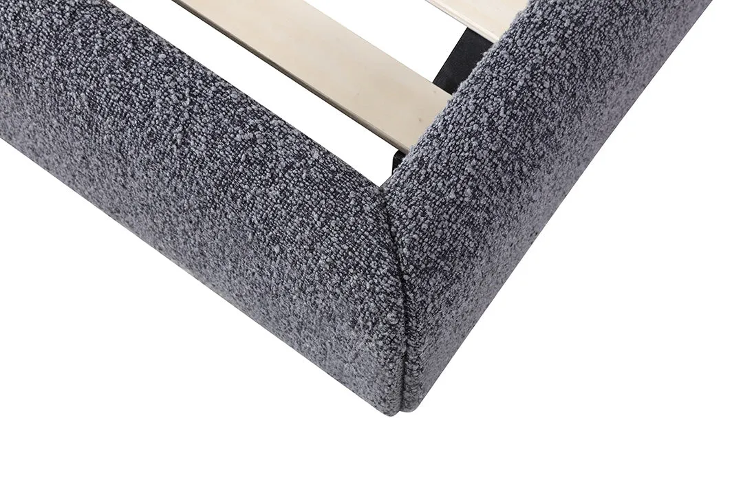 Cedar King Bed Frame - Charcoal Pepper Boucle