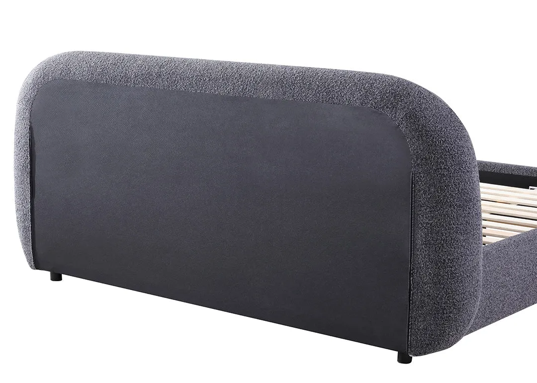 Cedar King Bed Frame - Charcoal Pepper Boucle
