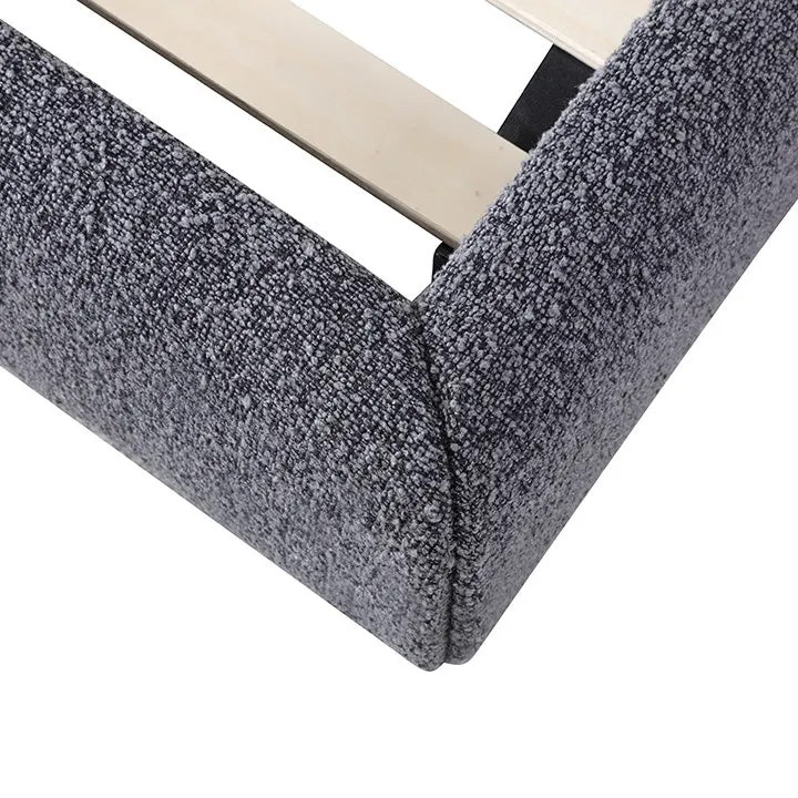 Cedar King Bed Frame - Charcoal Pepper Boucle
