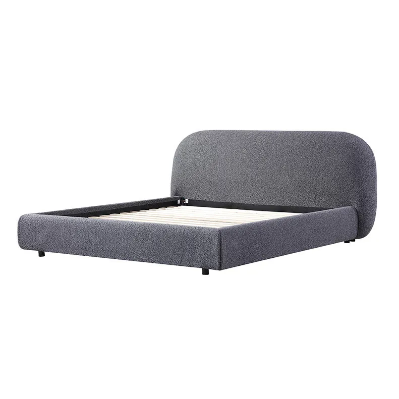 Cedar King Bed Frame - Charcoal Pepper Boucle