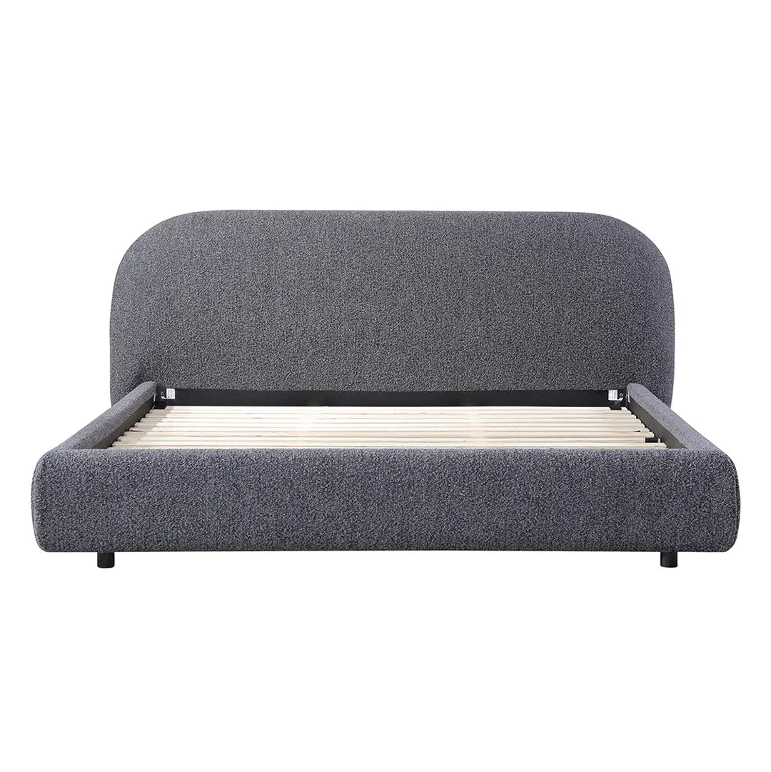 Cedar King Bed Frame - Charcoal Pepper Boucle