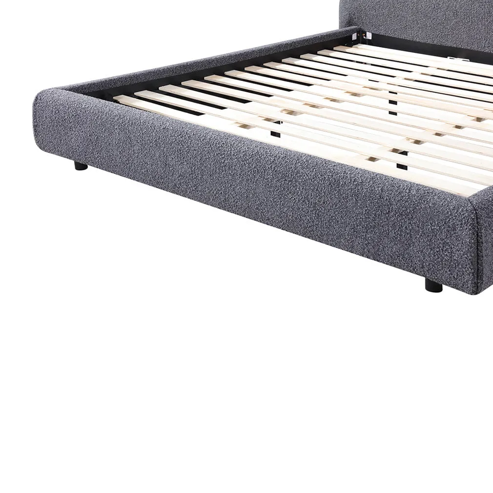 Cedar King Bed Frame - Charcoal Pepper Boucle