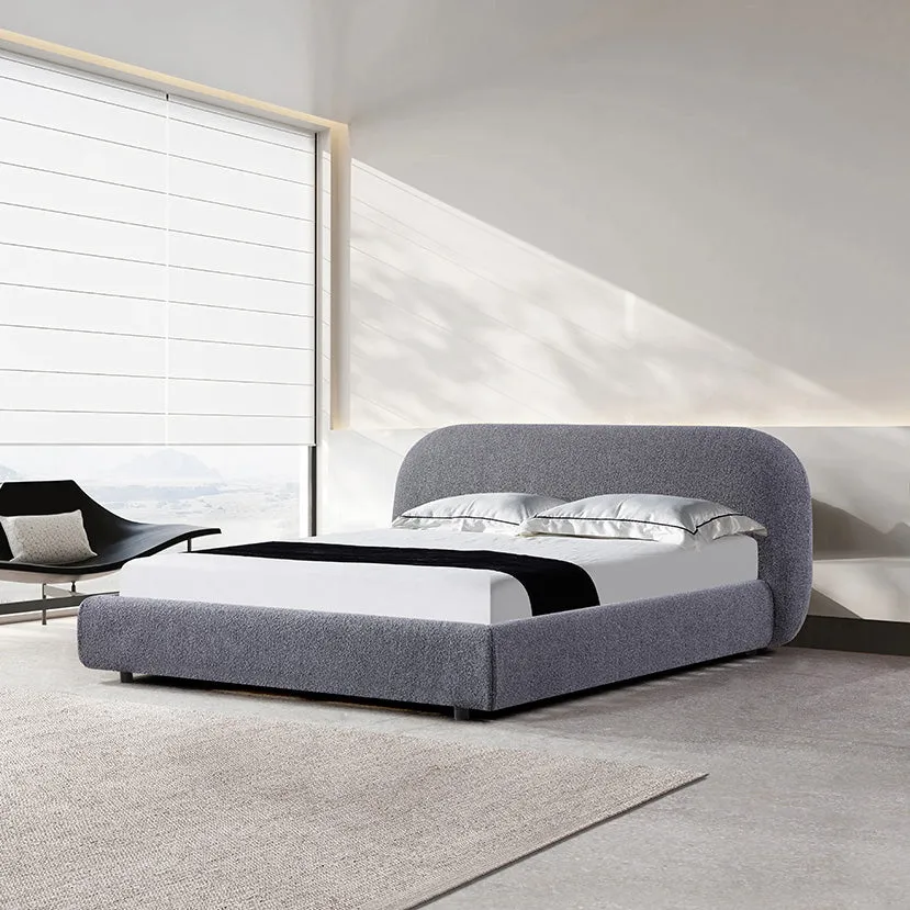 Cedar King Bed Frame - Charcoal Pepper Boucle