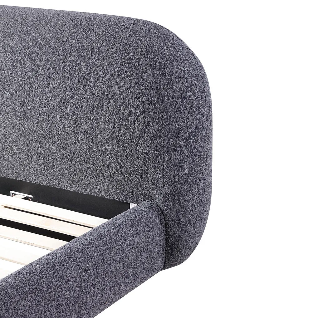 Cedar King Bed Frame - Charcoal Pepper Boucle