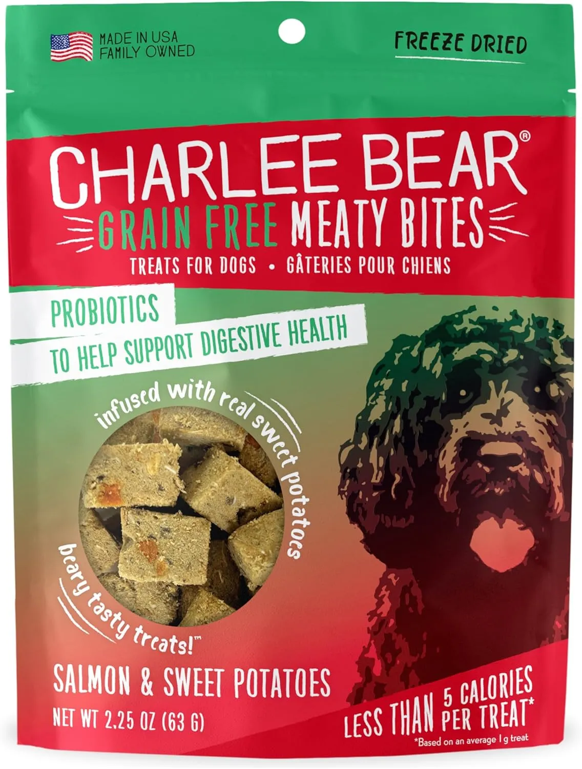 Charlee Bear Meaty Bites Dog Treats, Salmon & Sweet Potatoes, 2.5oz