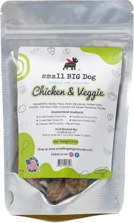 Chicken & Veggie Treats, Soft, 5 oz., Wheat-Free, 100% Natural Ingredients, Delicious, Great for Senior Dogs and Those with Teeth Issues, Parsley Helps with Bad Breath, and Sweet Potato