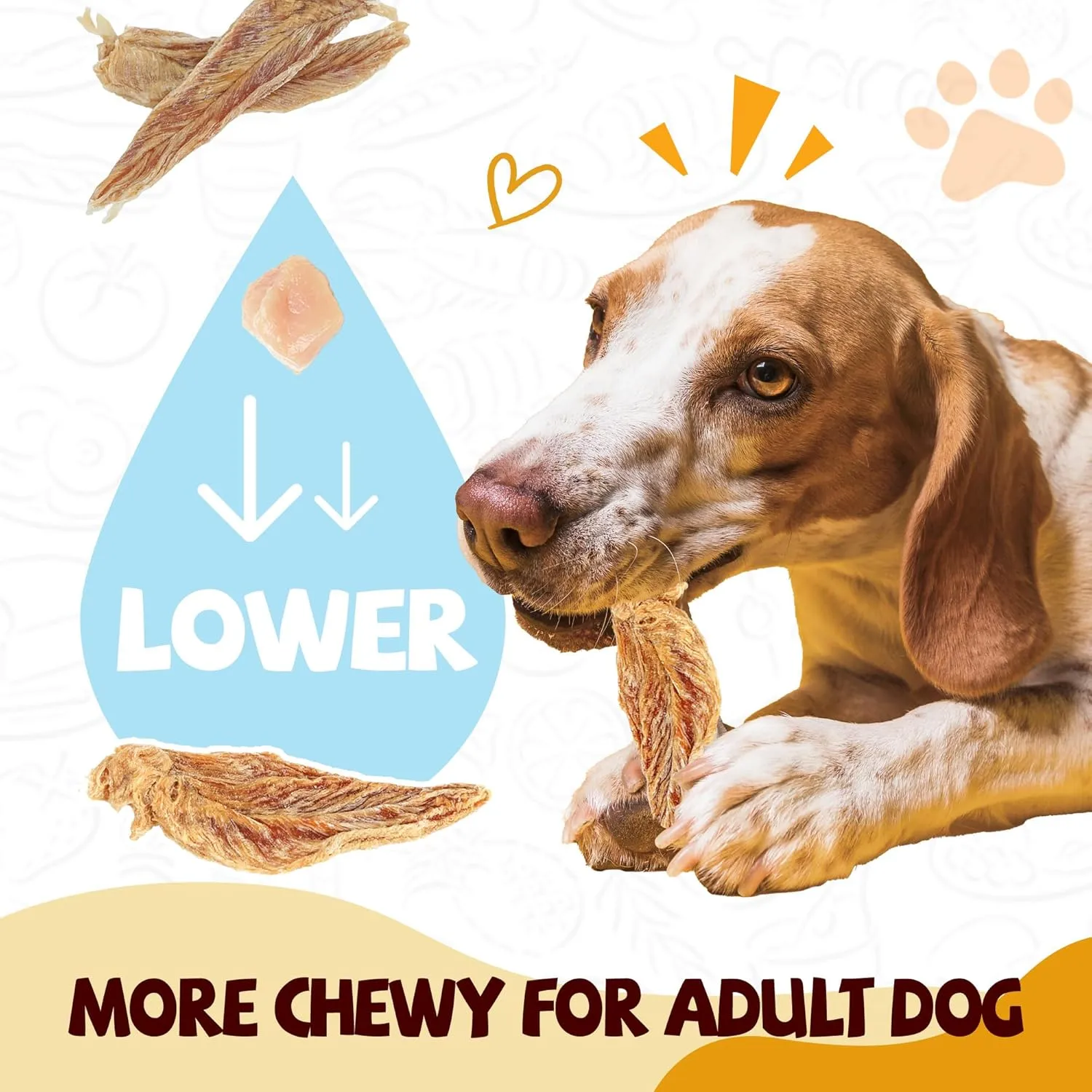 Chicken Jerky Dog Treats, Lower Moisture Content, Healthy Premium Chewy Dog Jerky Treats, 10.6 oz