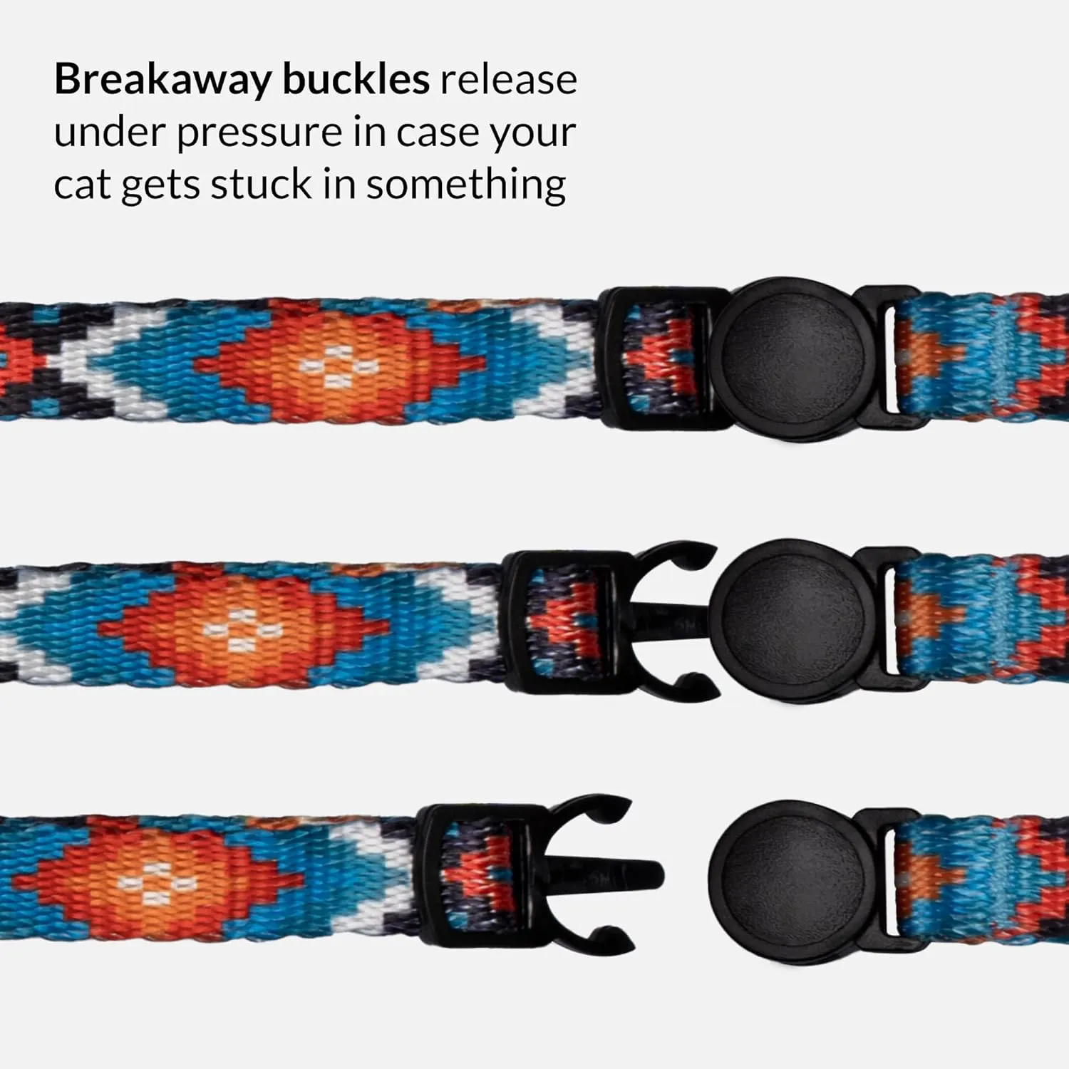 CollarDirect Cat Collar Breakaway with Removable Bell Set of 2 PCS Tribal Pattern Aztec Pet Safety Adjustable Kitten Collar