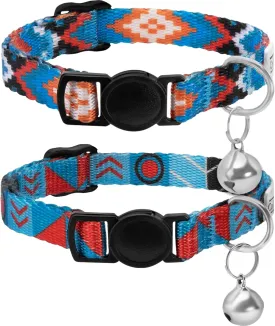CollarDirect Cat Collar Breakaway with Removable Bell Set of 2 PCS Tribal Pattern Aztec Pet Safety Adjustable Kitten Collar
