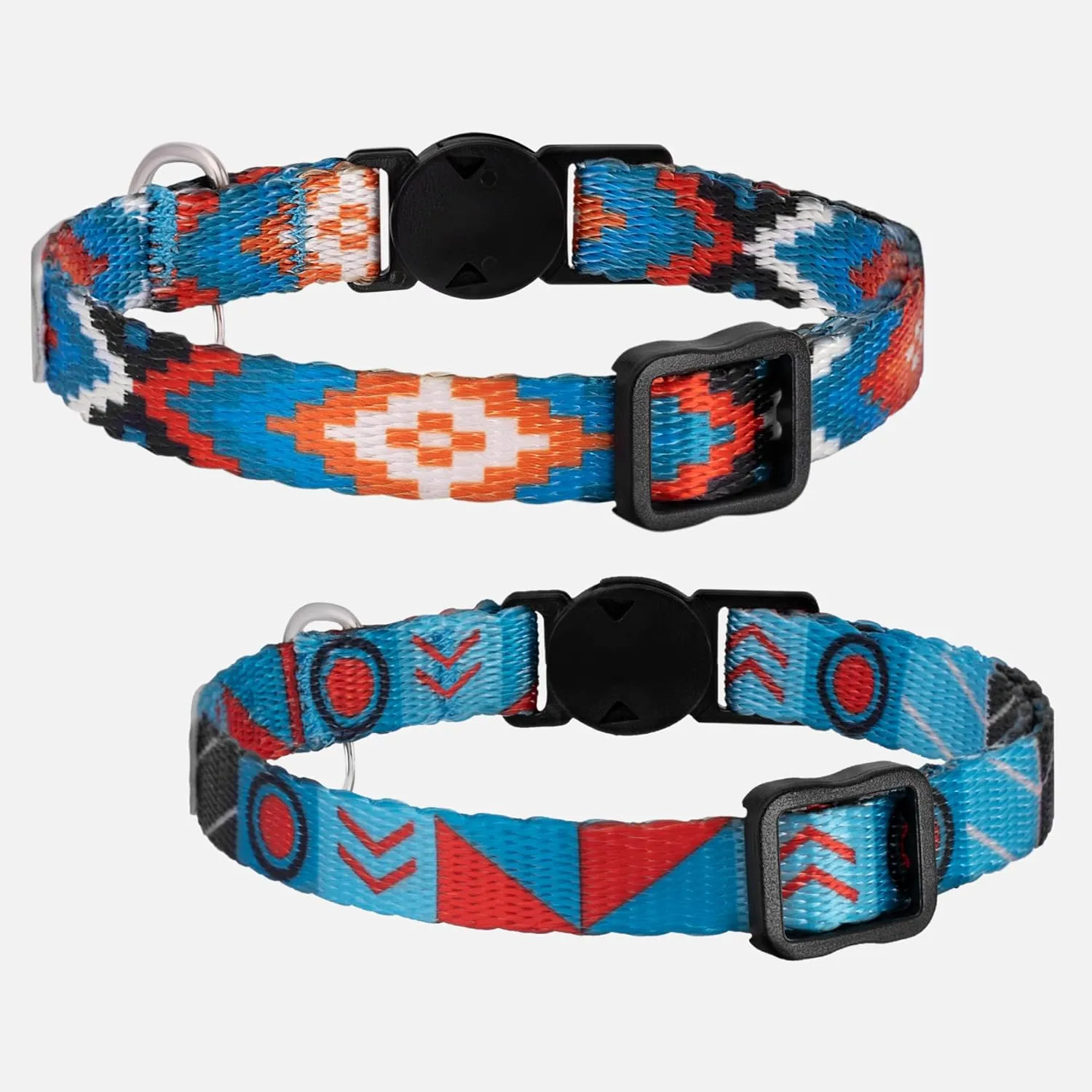 CollarDirect Cat Collar Breakaway with Removable Bell Set of 2 PCS Tribal Pattern Aztec Pet Safety Adjustable Kitten Collar