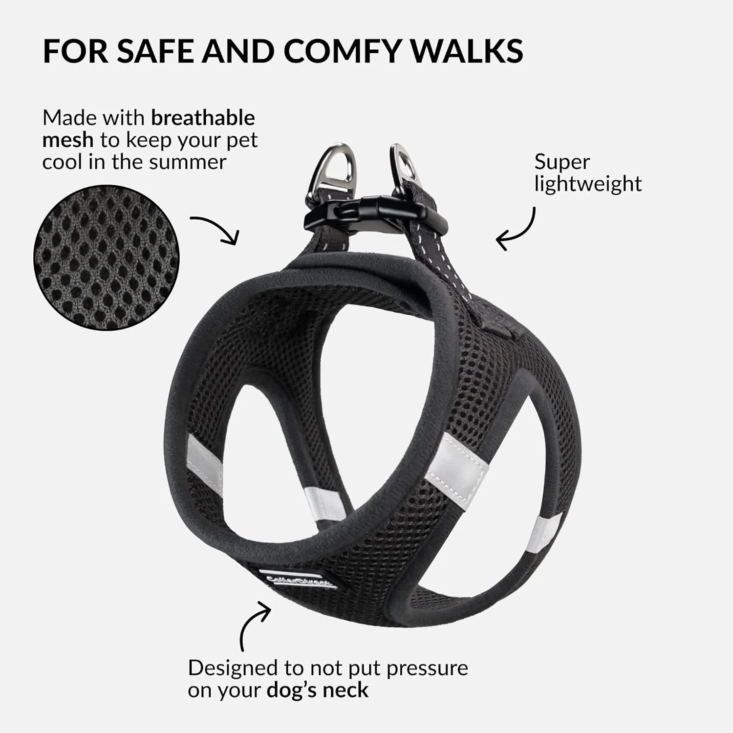 CollarDirect Step-in Reflective Dog Harness - Any Weather Air Mesh for Small and Medium Dogs Easy to Put On and Off (Size M, Black)