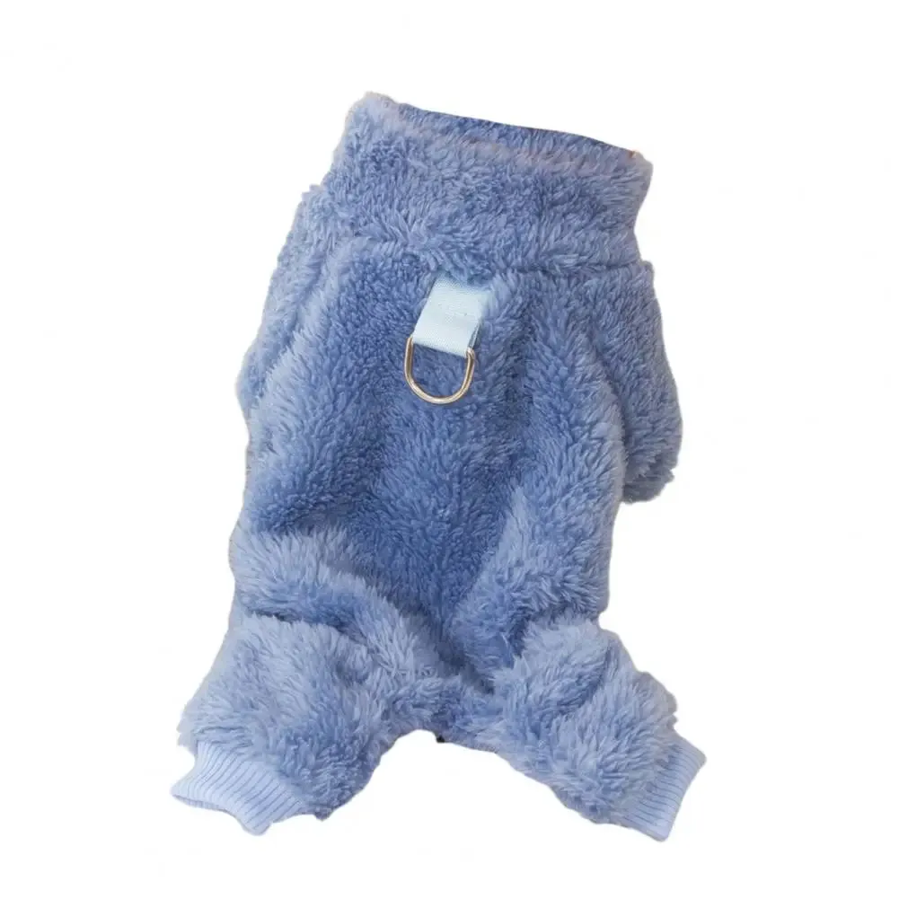 Cozy Winter Dog Clothes with Traction Ring 4-Legged Double Sided Thick Long Plush High Collar Warm Pet Clothes