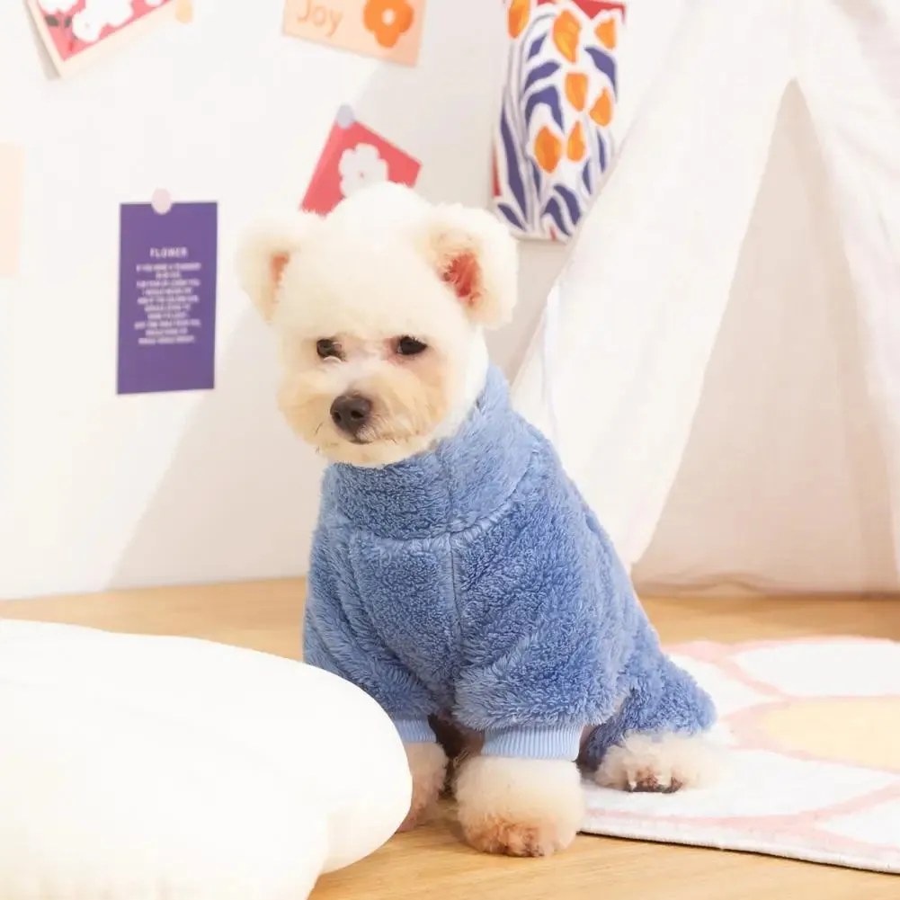 Cozy Winter Dog Clothes with Traction Ring 4-Legged Double Sided Thick Long Plush High Collar Warm Pet Clothes