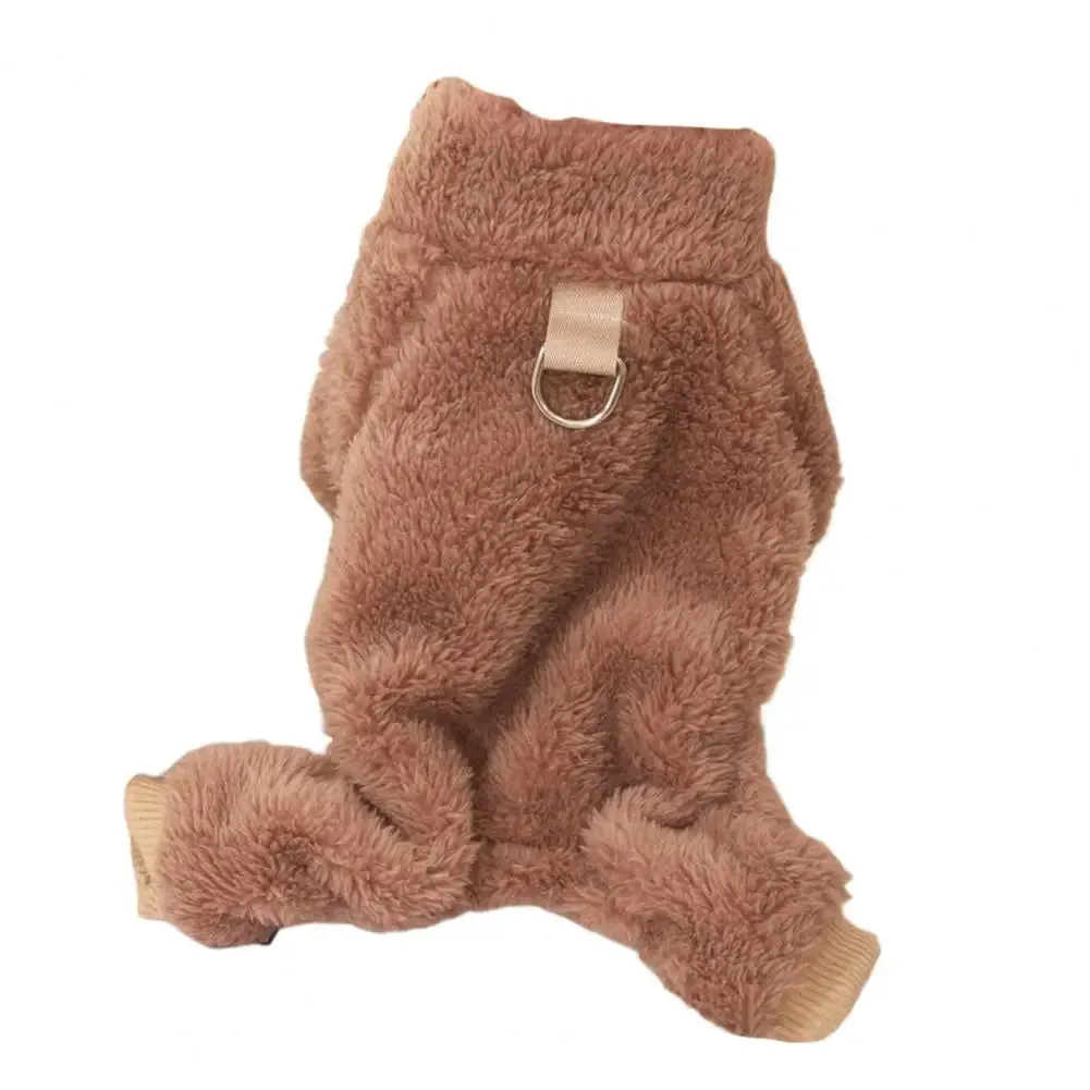 Cozy Winter Dog Clothes with Traction Ring 4-Legged Double Sided Thick Long Plush High Collar Warm Pet Clothes