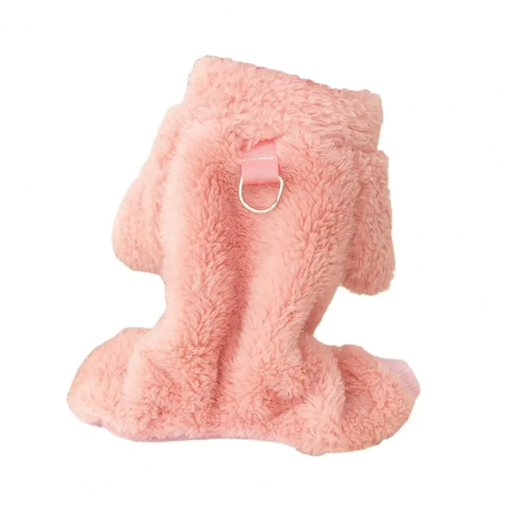 Cozy Winter Dog Clothes with Traction Ring 4-Legged Double Sided Thick Long Plush High Collar Warm Pet Clothes