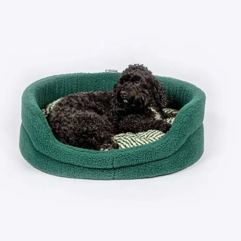 Danish Design Green Herringbone Fleece Slumber Bed Dog Bed