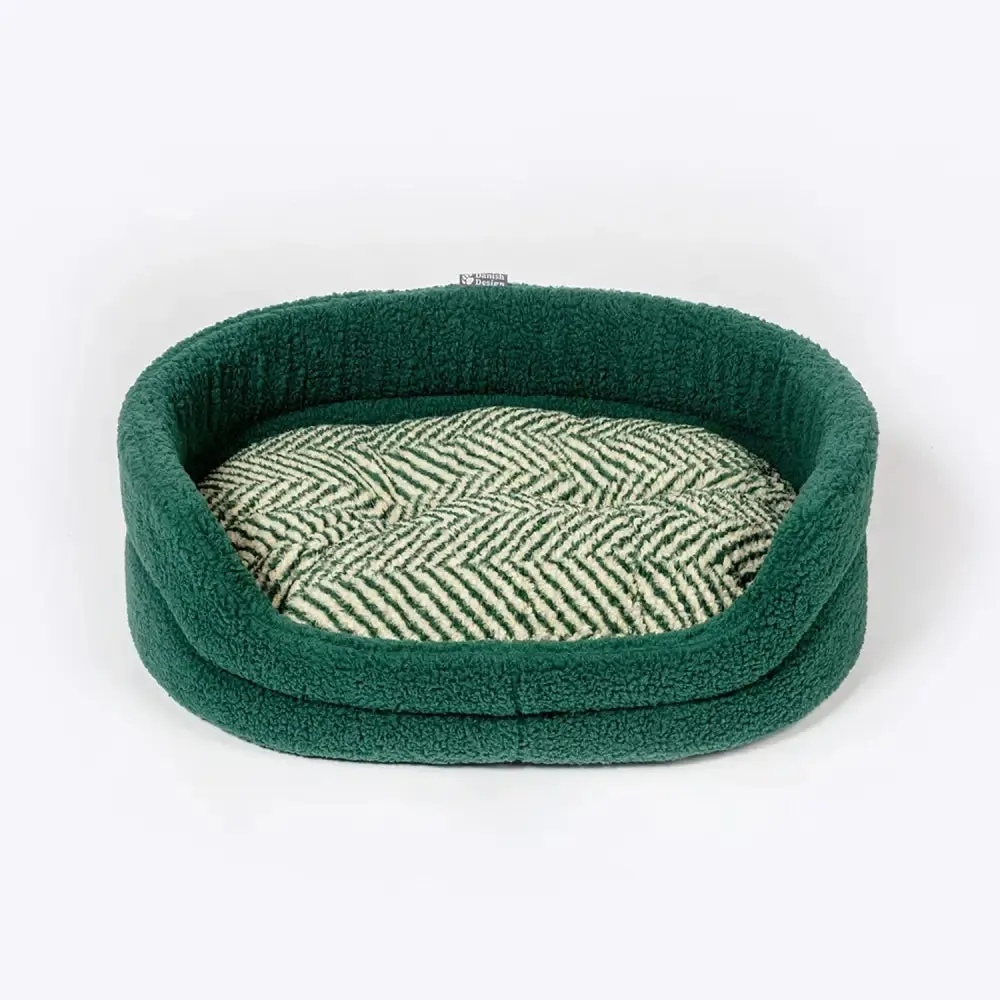 Danish Design Green Herringbone Fleece Slumber Bed Dog Bed