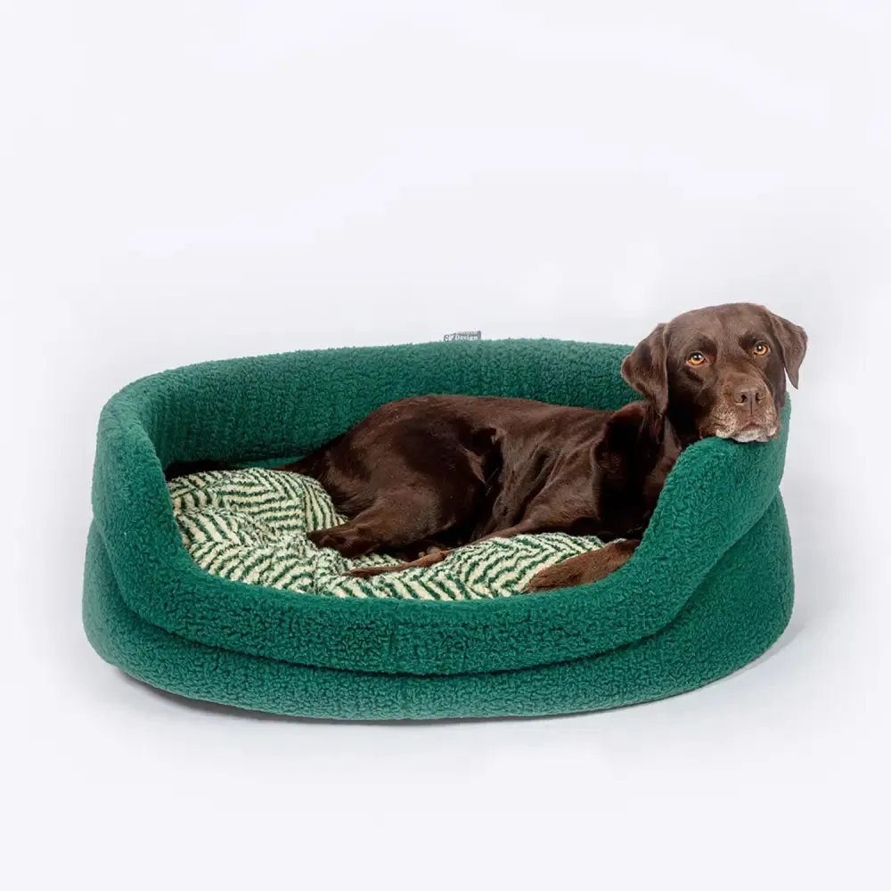 Danish Design Green Herringbone Fleece Slumber Bed Dog Bed