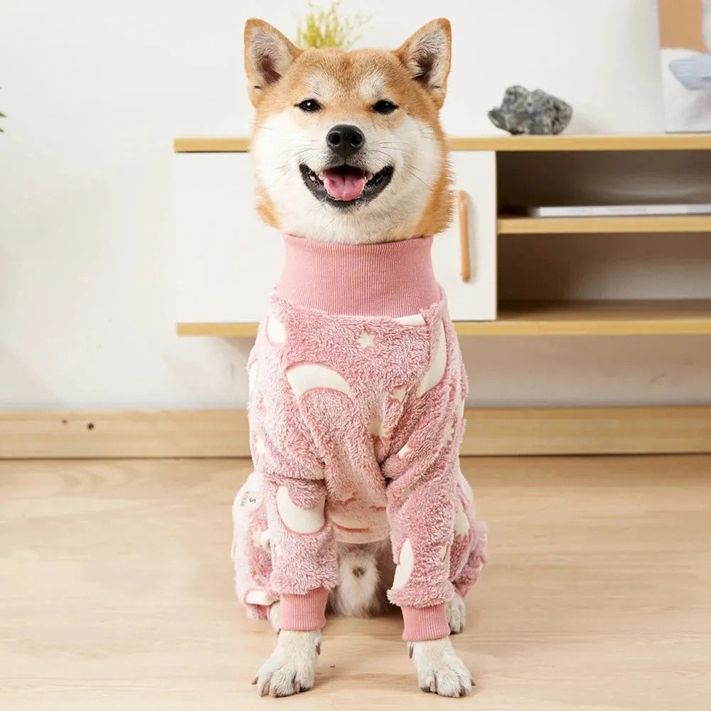Dog Pajamas Four Legs Cute Puppy Fleece Winter Warm Dog Jumpsuit Cute Pet Clothes Onesies For Medium Large Dogs Labrador Coat
