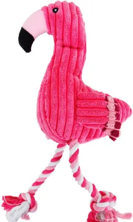 Dog Plush Toys,Cute Flamingo Durable Squeaky Teething Toys for Puppy, Interactive Stuffed Dog Chew Toys for Small-Large Dogs