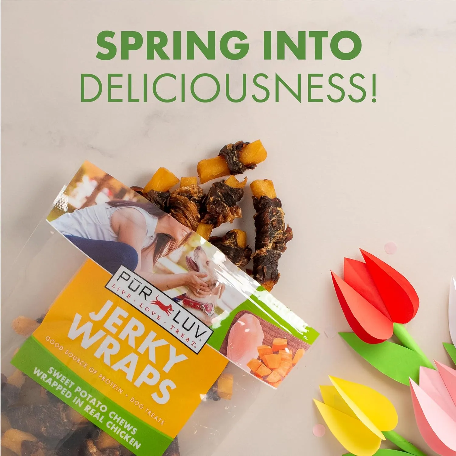 Dog Treats, Chicken & Sweet Potato Jerky Wraps, Made with Real Chicken, 16 Ounces, Rawhide Free, Healthy, Easily Digestible, Long Lasting, High Protein Dog Treat, Satisfies Dog's Urge to Chew
