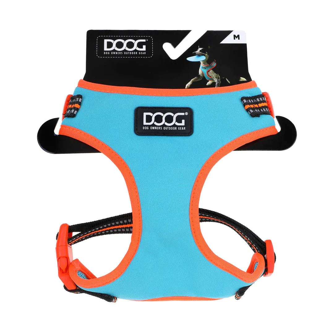 DOOG Neoflex Neoprene Beethoven Neon Blue and Orange Dog Harness Extra Small