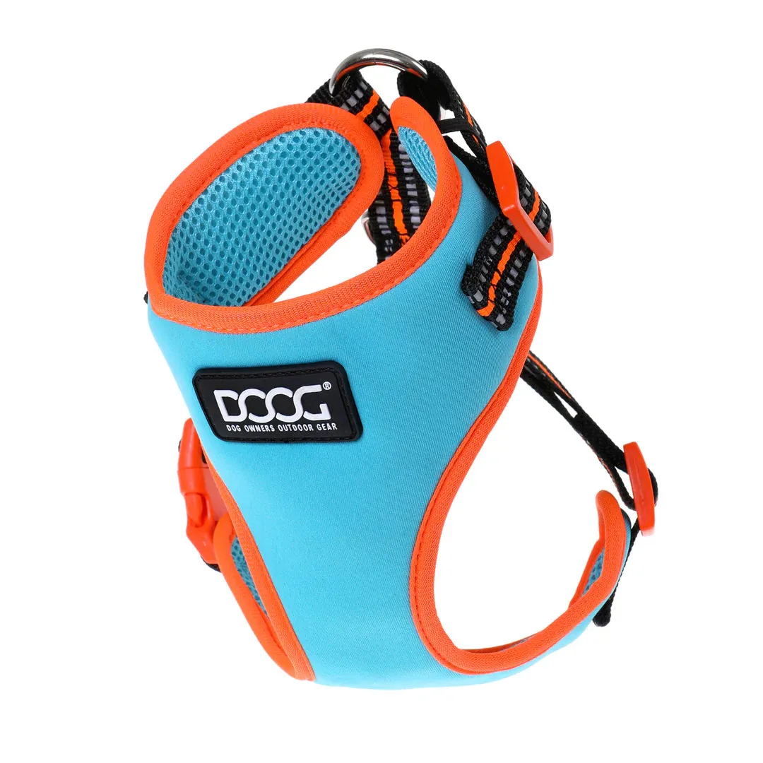 DOOG Neoflex Neoprene Beethoven Neon Blue and Orange Dog Harness Extra Small