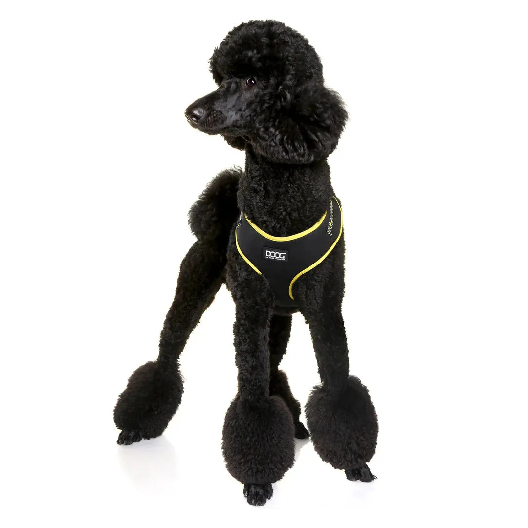 DOOG Neoflex Neoprene Bolt Neon Black and Yellow Dog Harness Medium^^^