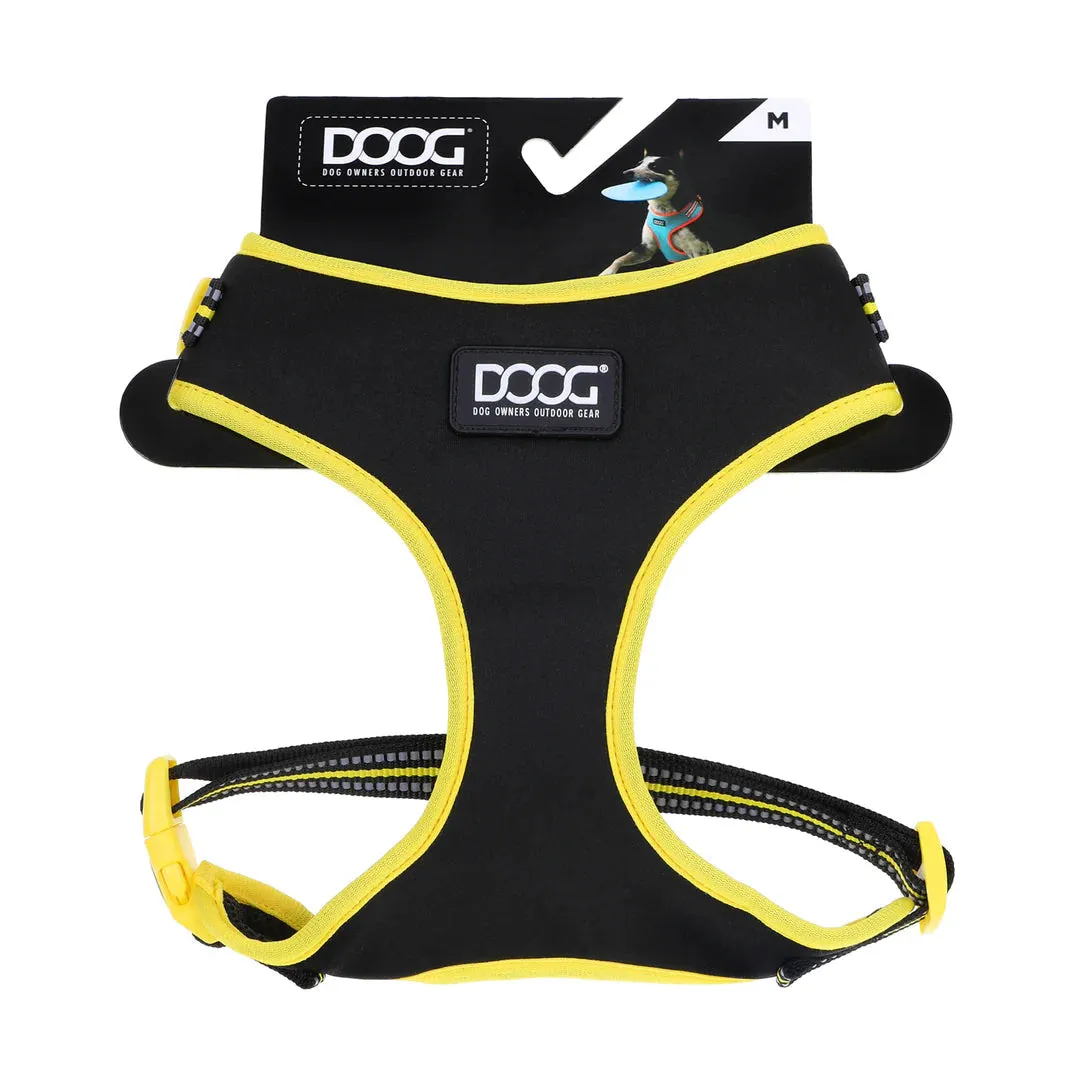 DOOG Neoflex Neoprene Bolt Neon Black and Yellow Dog Harness Medium^^^