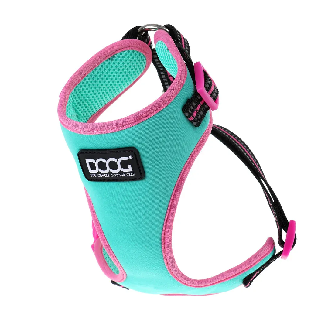 DOOG Neoflex Neoprene Rin Tin Tin Neon Teal and Pink Dog Harness Small^^^