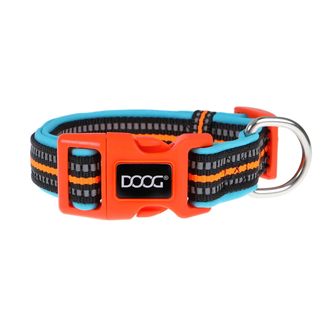 DOOG Neoprene Beethoven Neon Blue and Orange Dog Collar Extra Small^^^