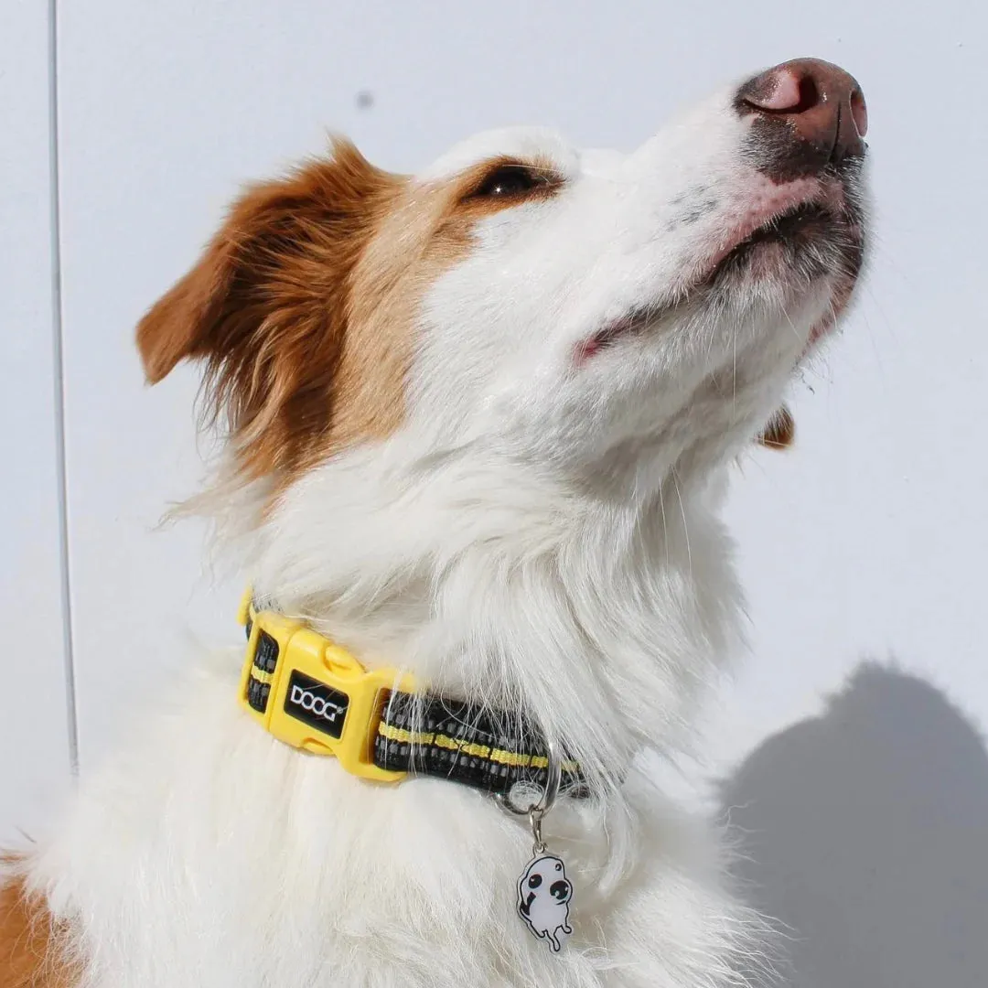 DOOG Neoprene Bolt Neon Black and Yellow Dog Collar Extra Small