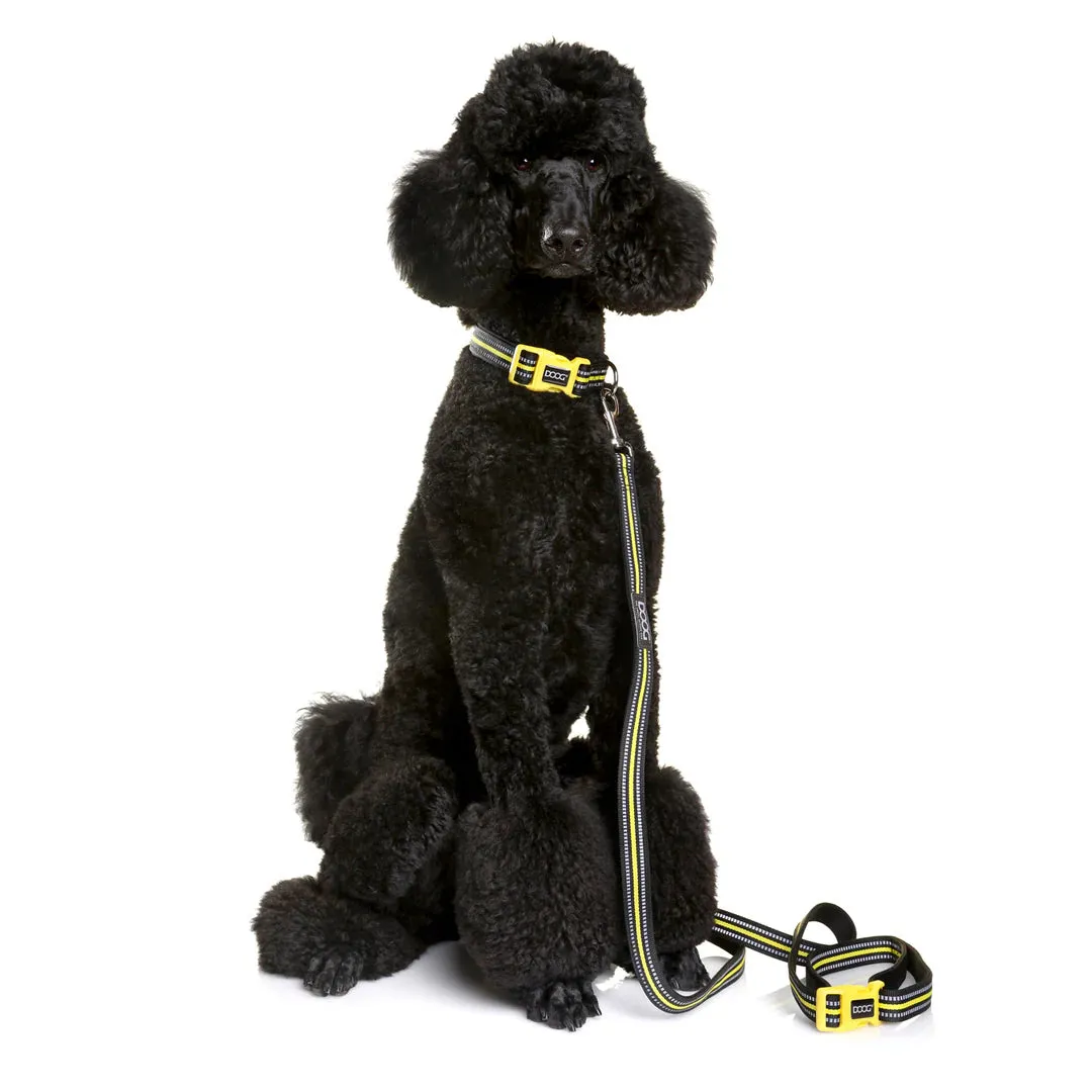 DOOG Neoprene Bolt Neon Black and Yellow Dog Collar Small