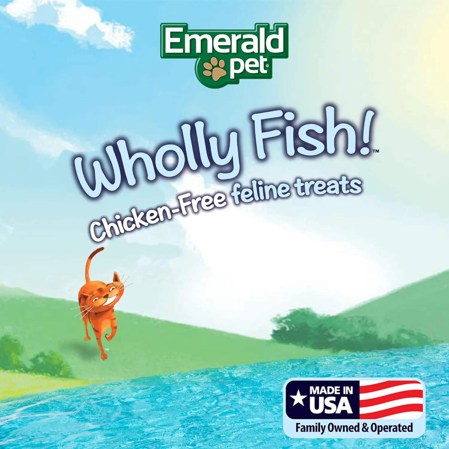 EMERALD PET Wholly Fish! Chicken-Free Feline Treats, Tuna Recipe  Tasty and Crunchy Tuna Cat Treats with Real Tuna  Chicken Free, Grain Free, Natural Cat Treats  Made in USA, 3 oz