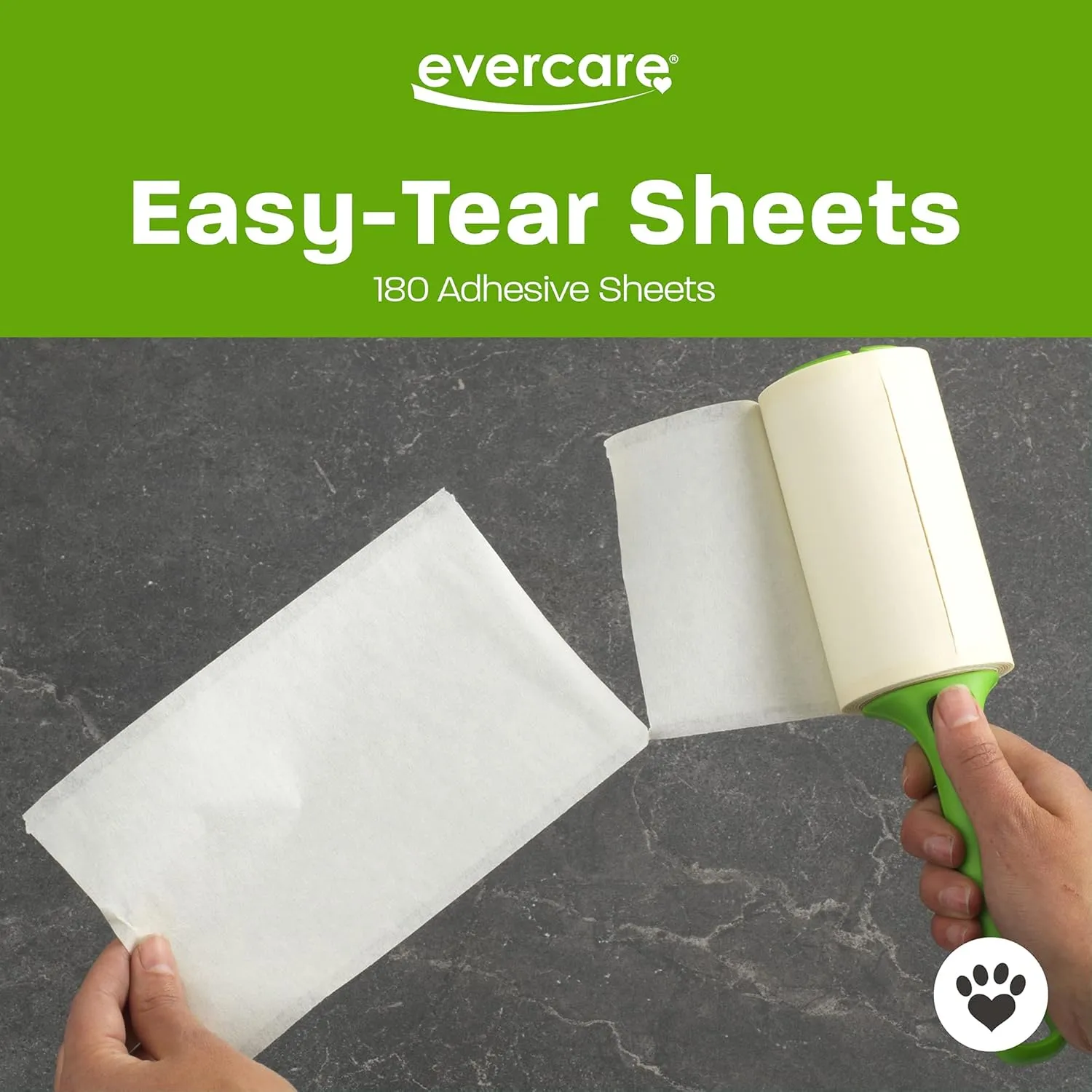 Evercare All Purpose Pet Hair Lint Roller with 2 Refills, 180 Total Sheets  Reusable Sticky Roller for Pet Hair, Cat & Dog Hair Remover, Lint Remover, Pet Hair Remover for Furniture, Clothing & Cars