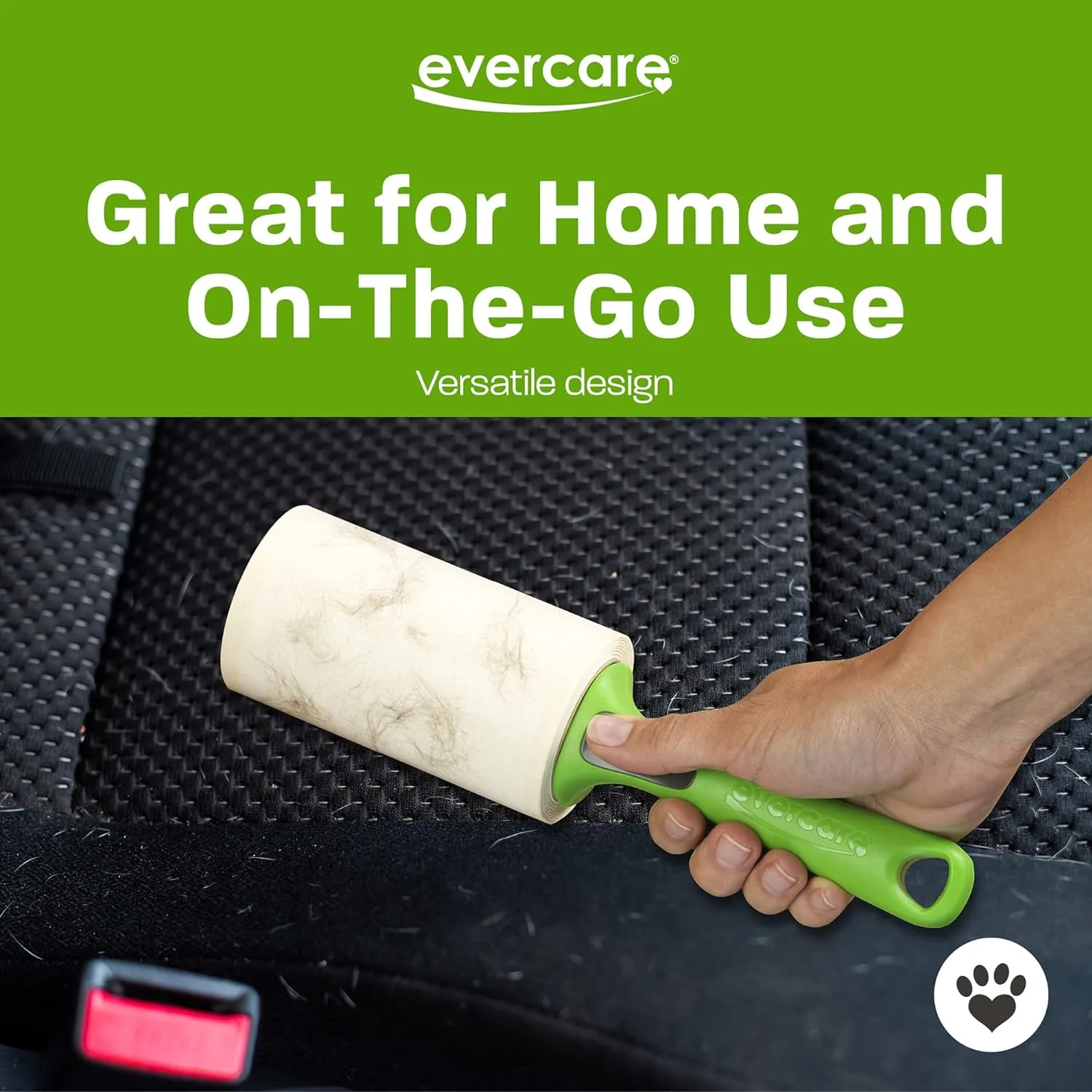 Evercare All Purpose Pet Hair Lint Roller with 2 Refills, 180 Total Sheets  Reusable Sticky Roller for Pet Hair, Cat & Dog Hair Remover, Lint Remover, Pet Hair Remover for Furniture, Clothing & Cars