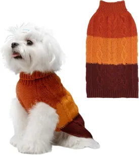 EXPAWLORER Dog Sweater - Large Dog Fall Sweaters for Dogs Girls Boys,Classic Turtleneck Knitwear Dog Clothes for Cold Weather, Cable Knit Dog Outfit,Coat,Pet Apparel(Orange,XL)