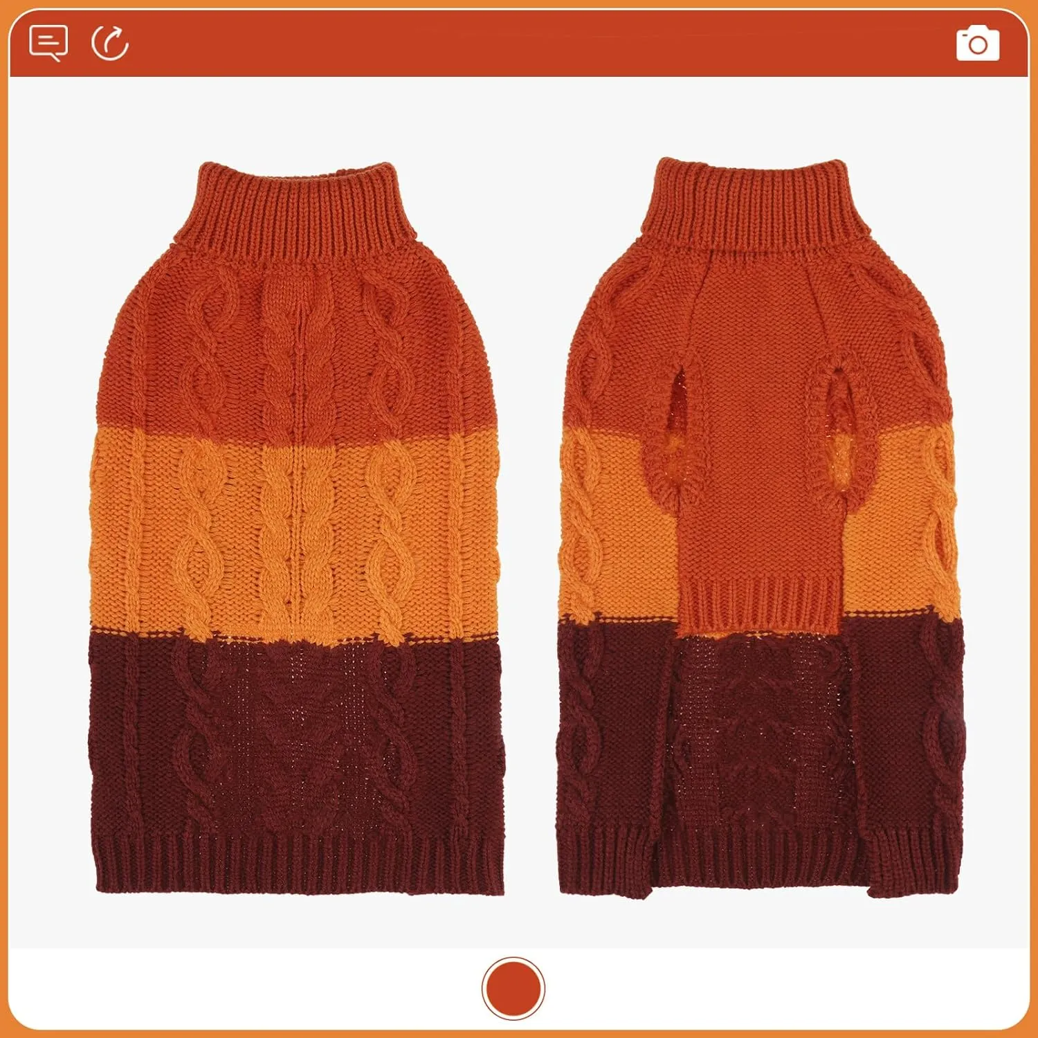 EXPAWLORER Dog Sweater - Large Dog Fall Sweaters for Dogs Girls Boys,Classic Turtleneck Knitwear Dog Clothes for Cold Weather, Cable Knit Dog Outfit,Coat,Pet Apparel(Orange,XL)